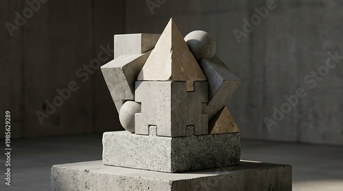 Interlocking shapes forming a stable structure symbolizing family strength.