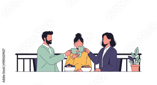 Business Networking Coffee Meeting with Diverse Professionals