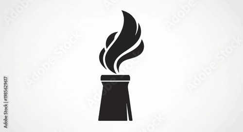Black silhouette of a factory chimney with smoke billowing upwards