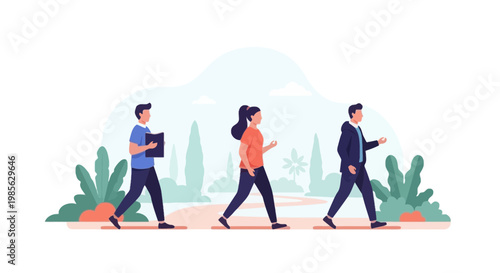 People Walking and Using Mobile Devices Outdoors in a Park