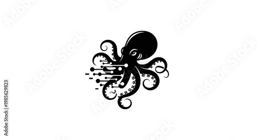 Black octopus graphic design element illustration.