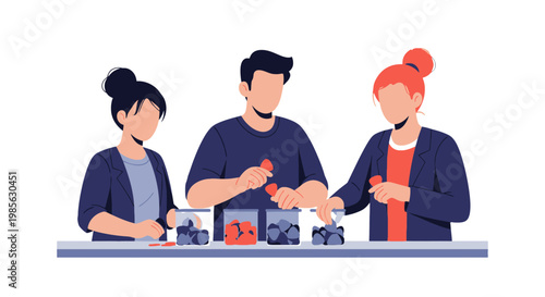Group of People Working on Craft Projects at Table