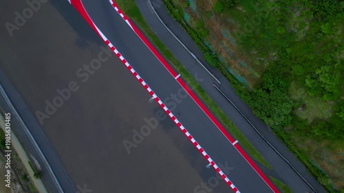 Motorcycle racing Mandalika Street Circuit Lombok. Magic aerial view drone