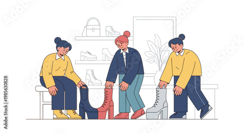 Children Playing with Shoes in a Shoe Store