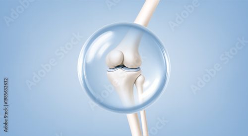 Healthy knee joint protection concept. Orthopedic medical anatomy. Realistic vector illustration