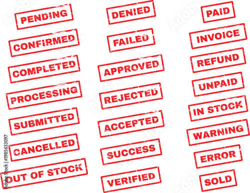 Collection of business status stamps for approval and payment processing