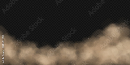 Realistic dust cloud isolated on transparent background. Sandstorm powder effect. Vector illustration