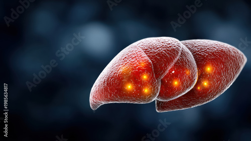 Human liver cancer organ disease medical health tumor anatomy illuminated closeup 3D illustration pathology internal biology