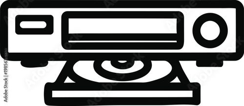 Black outline of aDVD player with a disc tray extended video recorder