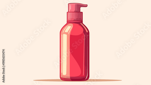 A vibrant, detailed illustration of a pink, sleek pump bottle. Ideal for cosmetic or personal care products