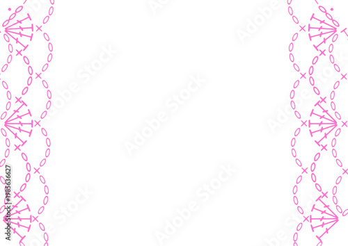 Vintage pink decorative border frame with ornate fan motifs, elegant classical flourish element for invitations and certificates

