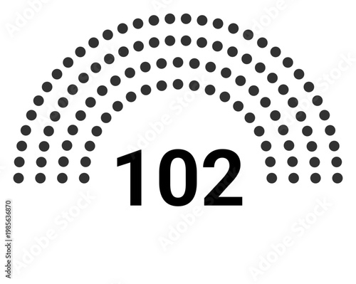 Hemicycle 102 seats - 4 rows