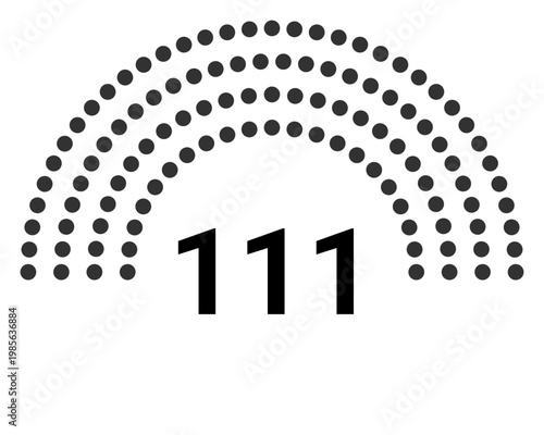 Hemicycle 111 seats - 4 rows