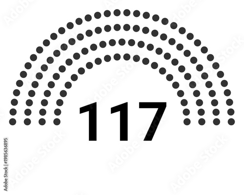 Hemicycle 117 seats - 4 rows
