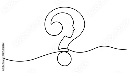 Question mark with profile of a woman