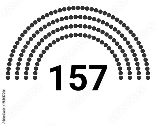 Hemicycle 157 seats - 4 rows