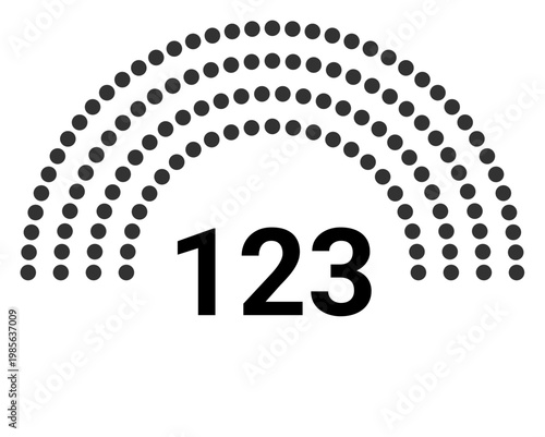 Hemicycle 123 seats - 4 rows