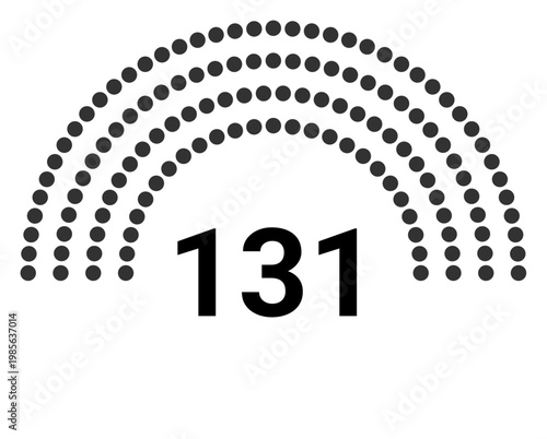 Hemicycle 131 seats - 4 rows