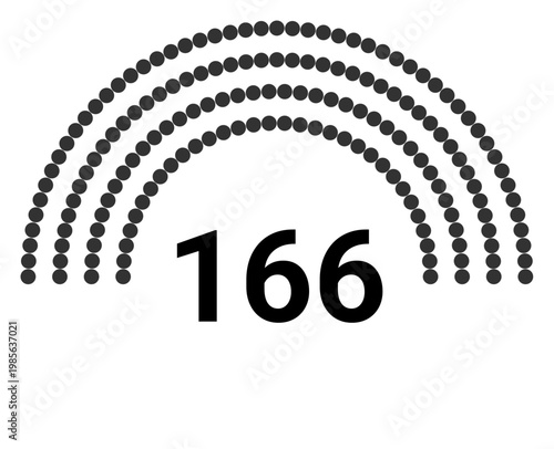Hemicycle 166 seats - 4 rows