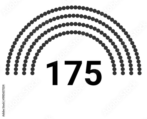 Hemicycle 175 seats - 4 rows