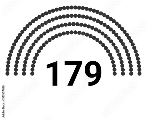 Hemicycle 179 seats - 4 rows