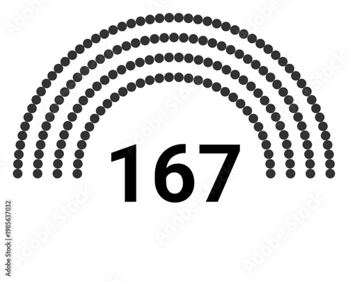 Hemicycle 167 seats - 4 rows