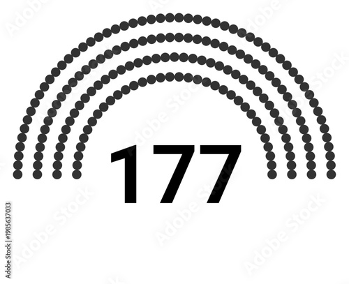 Hemicycle 177 seats - 4 rows
