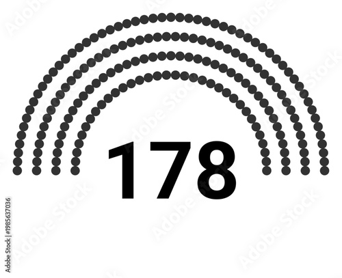 Hemicycle 178 seats - 4 rows