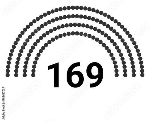 Hemicycle 169 seats - 4 rows