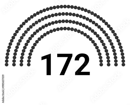 Hemicycle 172 seats - 4 rows