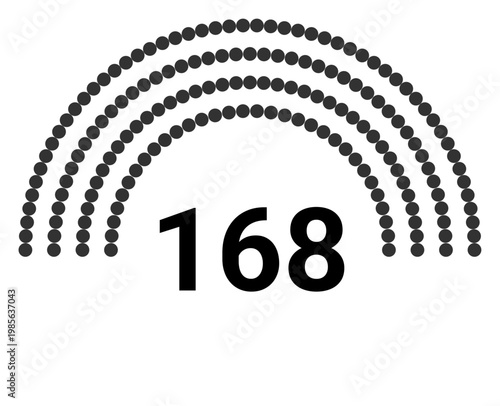 Hemicycle 168 seats - 4 rows
