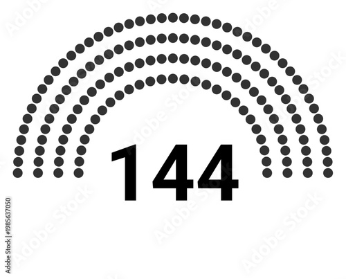 Hemicycle 144 seats - 4 rows