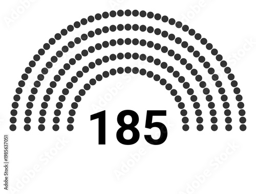 Hemicycle 185 seats - 5 rows
