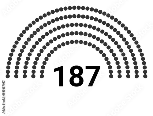 Hemicycle 187 seats - 5 rows