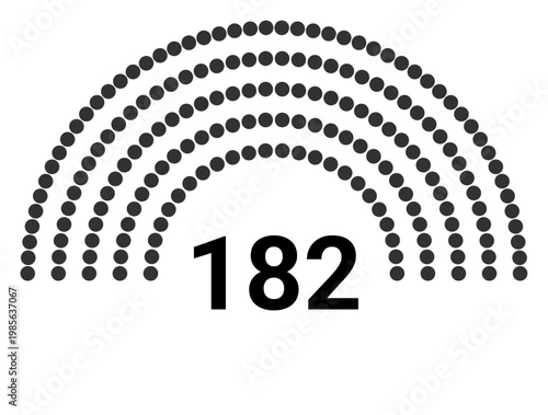 Hemicycle 182 seats - 5 rows