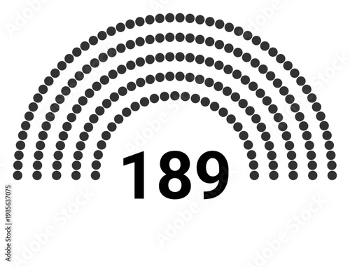 Hemicycle 189 seats - 5 rows