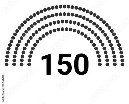 Hemicycle 150 seats - 4 rows