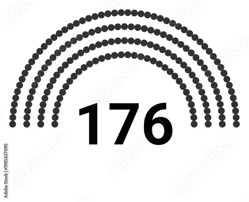 Hemicycle 176 seats - 4 rows