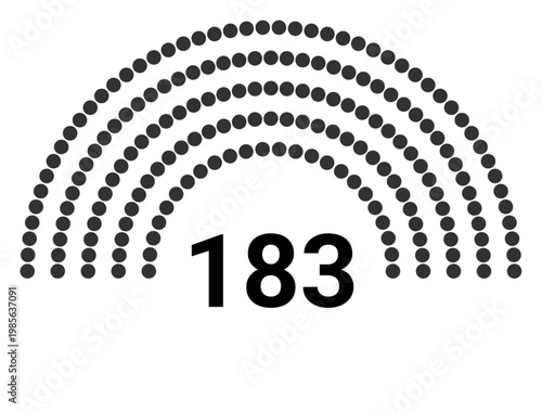 Hemicycle 183 seats - 5 rows