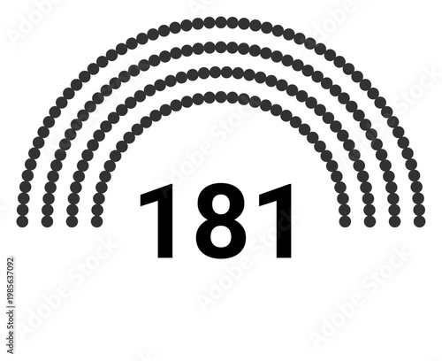 Hemicycle 181 seats - 4 rows