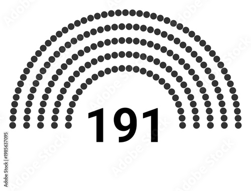 Hemicycle 191 seats - 5 rows