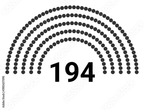 Hemicycle 194 seats - 5 rows