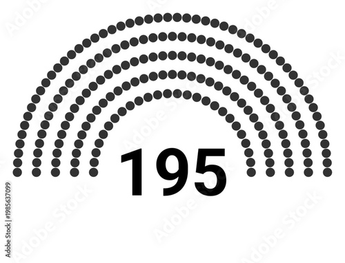 Hemicycle 195 seats - 5 rows