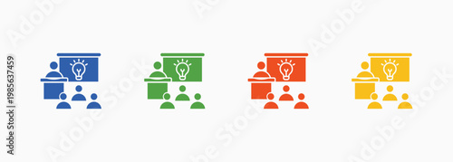 Seminar Icon Set Color Multiple Style Collection Element For Design