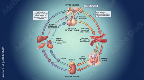 Understanding the feedback system of hormonal regulation in the human body including the hypothalamus and glands