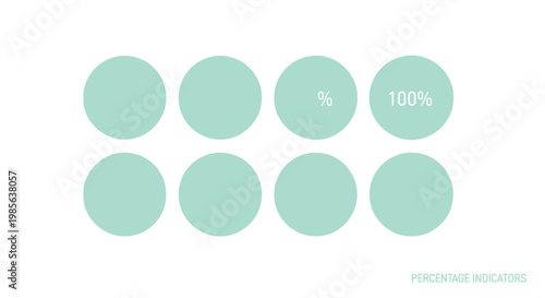 Vector illustration of light green circular percentage indicators