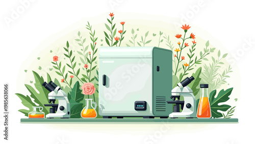 A vibrant illustration of citrus juice presented with lush green leaves, evoking a refreshing and healthy mood. Ideal for branding related to wellness