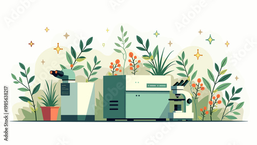 This calming image showcases a growing plant against an abstract, organic backdrop. Ideal for representing concepts like growth, sustainability, and n