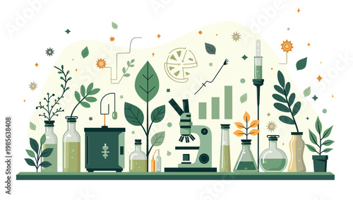 A calming image depicting a leaf and bottle of oil, ideal for wellness brands and representing natural ingredients. The minimalistic style conveys ser