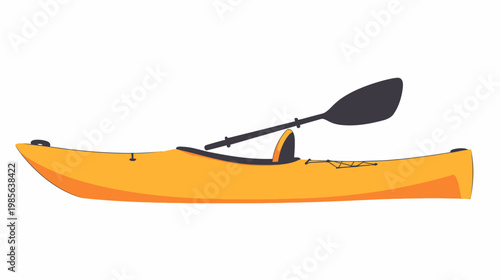 A stylized illustration of a yellow kayak with a paddle. Perfect for outdoors and adventure